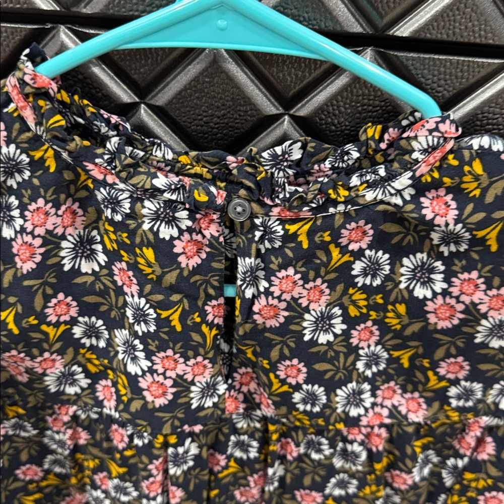 LOFT Dark Floral Top with Pink and Yellow Accents - Picture 5 of 6